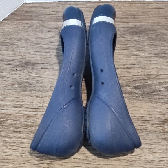 Crocs Ballet Flats Sz 8 Navy blue with chrom Rubber Comfort Ballerina Shoes - Picture 6 of 13